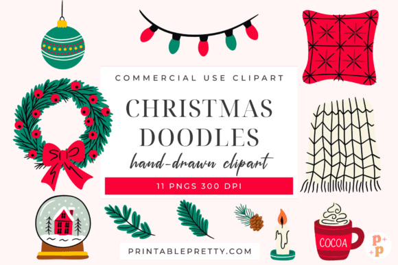 Christmas Doodles Clipart PNG Pack: Elevate Your Holiday Designs