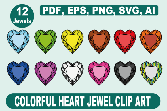 Colorful Heart Jewel Clip Art: Elevating Your Creative Projects with Radiant Gem Designs