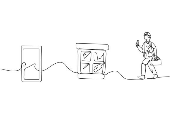 Continuous Line Design of Worker: Vector Art