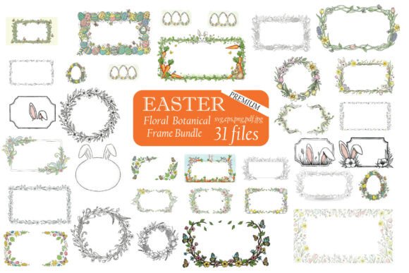 Easter Floral Botanical Frame Bundle