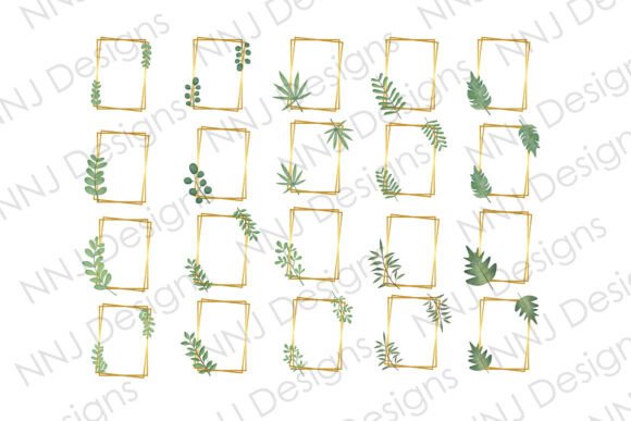 Elevate Your Designs with a Rectangle Gold Frame with Leaf PNG