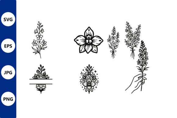 Floral Line Art Vector Bundle