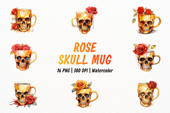Golden Rose Skull Mug with Mead Pouring
