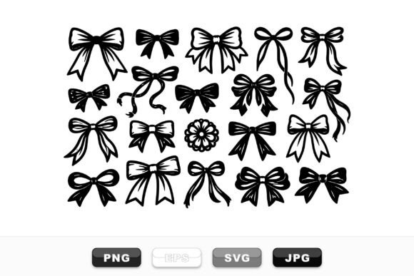Hand Drawn Bow Clipart Set: Elevating Design with Elegant Line Art