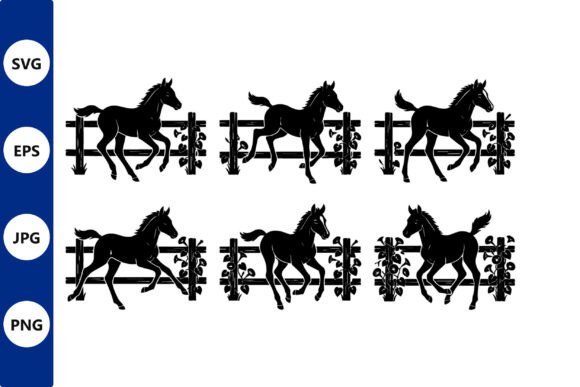 Horse Silhouettes over Fence Pattern: A Timeless Equestrian Design