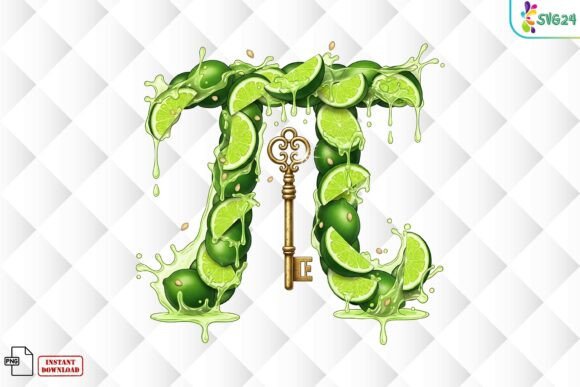Lime Pi Fruit Typography PNG: Fresh Math Art