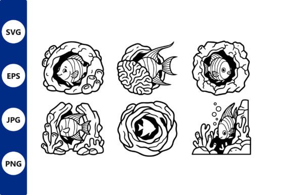 Line Art Fish and Coral Vector Guide
