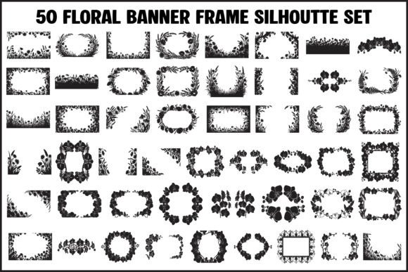 Mastering Design with the 50 Floral Banner Frame Silhouette Set