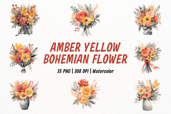 Mastering the Art of Digital Florals: A Guide to the Amber, Slate, and Coral Bohemian Watercolor Collection