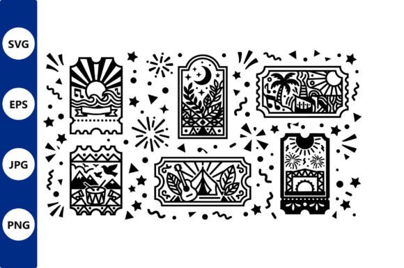 Monochrome Tropical Stamp Collection: Defining Bold Line Art for Modern Design