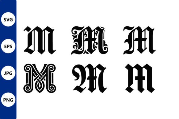 Ornate Gothic Monograms of the Letter M