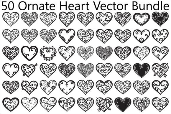 Ornate Heart Vector Bundle: Elevating Your Love-Themed Designs