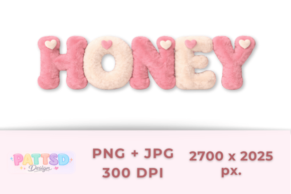 Plush 3D Love Letters Honey JPG PNG