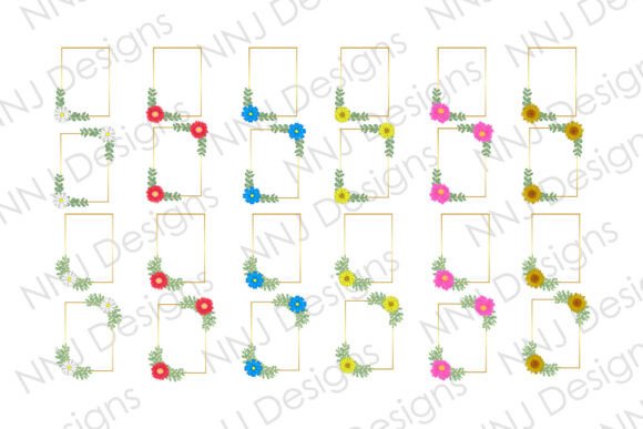 Rectangle Gold Frame W Flower Leaves