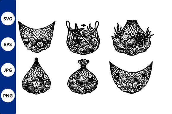 Seashell Baskets Black and White Design