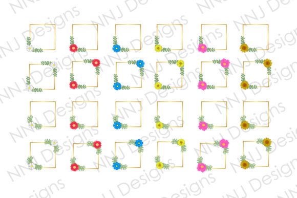 Square Gold Frame with Flower and Leaves: Elevating Modern Design