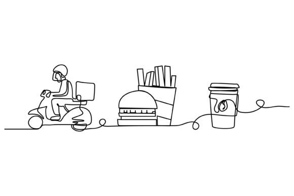 The Art of Continuous Line Design in Food Delivery Branding