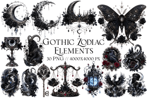 Unlocking the Mystical: The Power of Gothic Zodiac Elements Clipart PNG