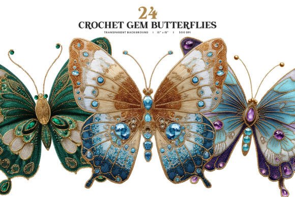 Unveiling the Magic of the Crochet Gem Butterfly PNG Collection