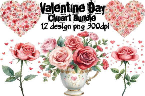 Valentine Day Floral Clipart Bundle PNG: Elevate Your Romantic Designs